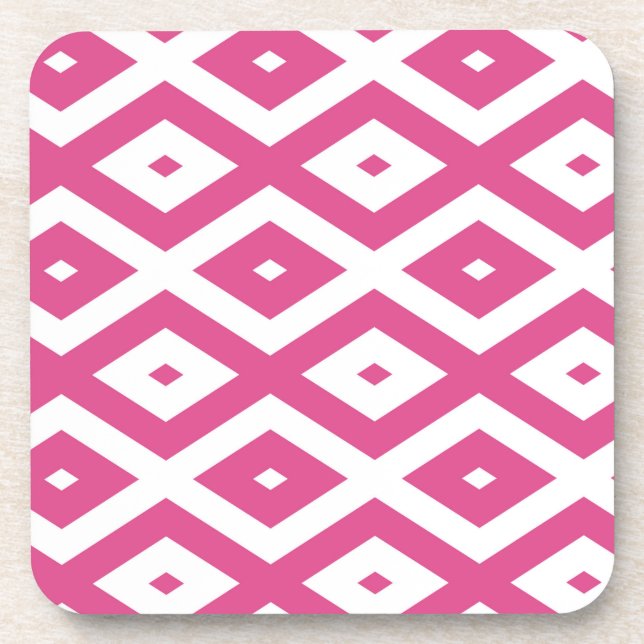 Posavasos Patrón de diamantes rosa y blanco (Frente)