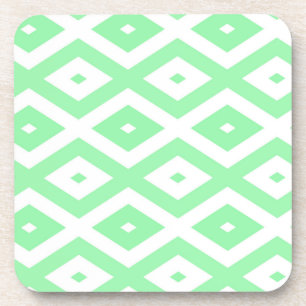Posavasos Patrón de diamantes verde y blanco