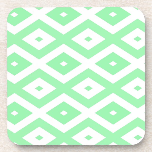 Posavasos Patrón de diamantes verde y blanco (Frente)