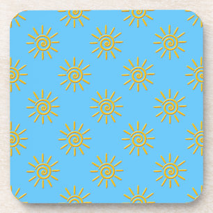 Posavasos Patrón de dibujo de sol amarillo 3D
