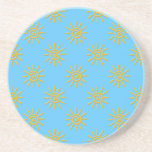 Posavasos Patrón de dibujo de sol amarillo 3D