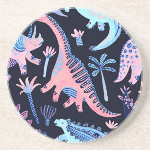 Posavasos Patrón de dinosaurios personalizados.