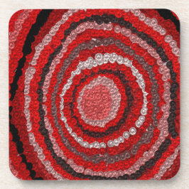 Posavasos Patrón de Diseñador circular rojo