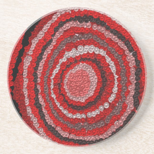 Posavasos Patrón de Diseñador circular rojo (Frente)