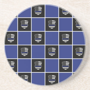 Posavasos Patrón de distintivo delgado de la línea azul del 