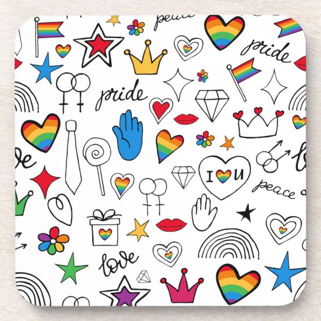 Posavasos Patrón de Doodle del Orgullo Gay (Frente)