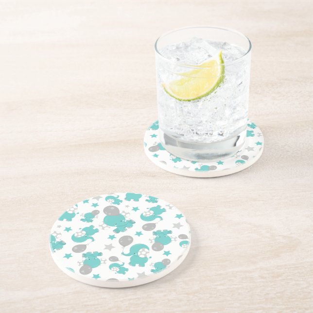 Posavasos Patrón De Elefantes Azules, Elefantes Cutetos, Est (Lado)