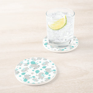 Posavasos Patrón de Elefantes, Elefantes Cutos - Gris Azul