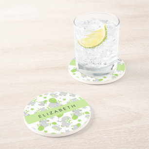 Posavasos Patrón De Elefantes, Elefantes Cutos, Tu Nombre