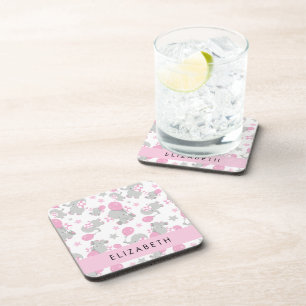 Posavasos Patrón De Elefantes, Elefantes Cutos, Tu Nombre