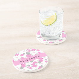 Posavasos Patrón De Elefantes Rosa, Estrellas, Tu Nombre