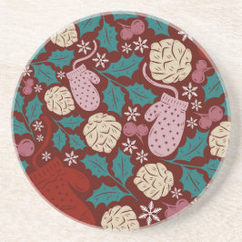 Posavasos Patrón de encanto de Navidades retro acogedores