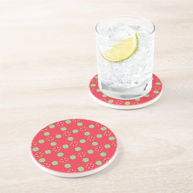 Posavasos Patrón de encanto de vacaciones de Navidad 03 -  (Lado)
