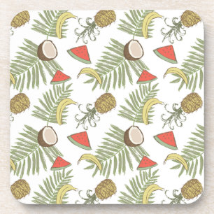 Posavasos Patrón de esbozo de fruta tropical