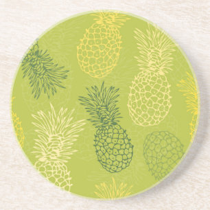 Posavasos Patrón de esquema de piña en verde