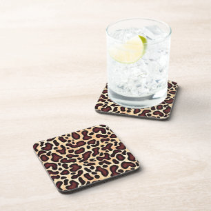 Posavasos Patrón de estampado de leopardo audaz marrón negro