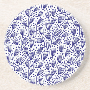 Posavasos Patrón de estilo de tela de barras - Azul oscuro s