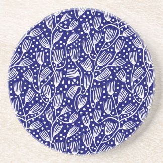 Posavasos Patrón de estilo de tela de barras - Blanco sobre 