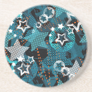 Posavasos Patrón de estrella de Grunge, diseño infantil jugu