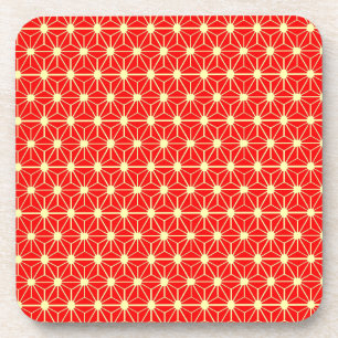 Posavasos patrón de estrella roja con línea amarilla