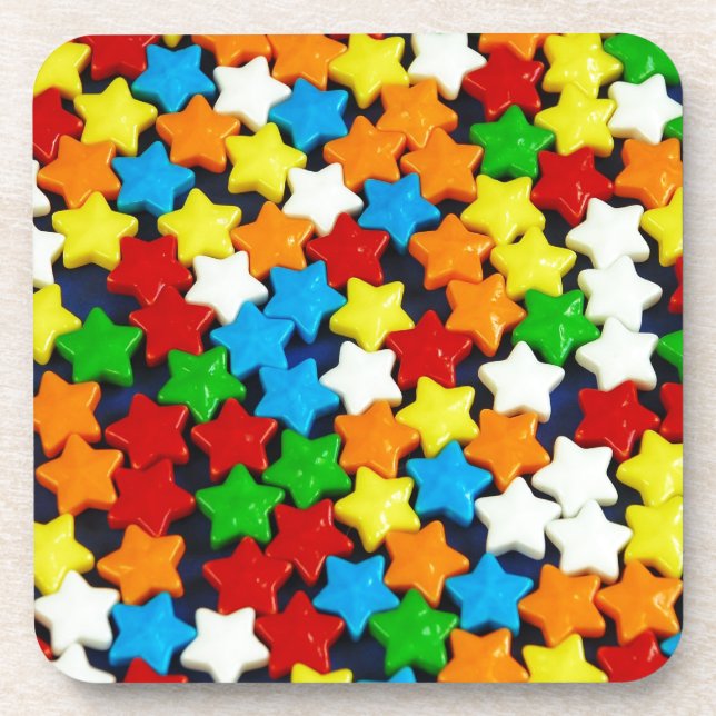 Posavasos Patrón de estrellas de caramelo colorido (Frente)