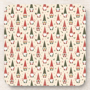 Posavasos Patrón de fiesta de gnomos de Navidad