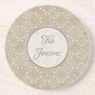 Posavasos Patrón de filcosa metálica de color gris y beige p