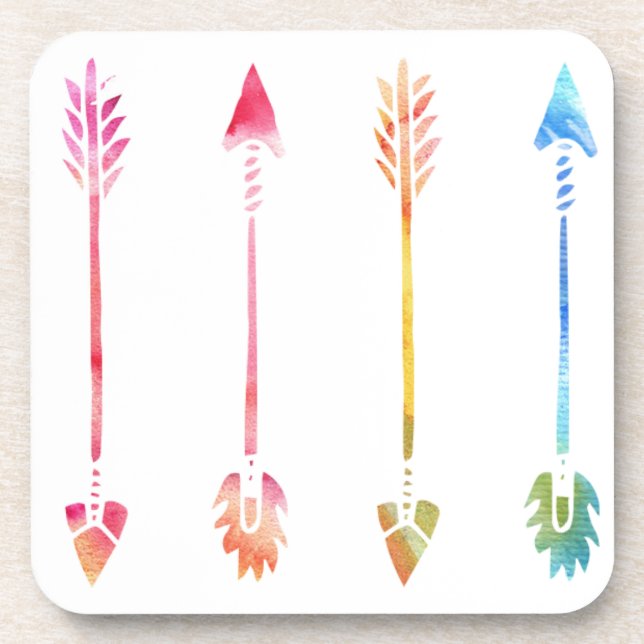 Posavasos Patrón de flechas de color de agua bohemio (Frente)