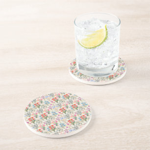 Posavasos Patrón de flor acuático moderno