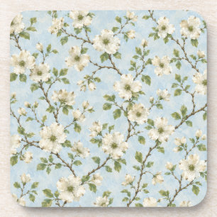 Posavasos Patrón de Flor de Cornejo del Sur sobre Azul Suave