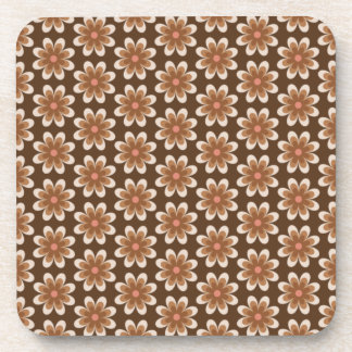 Posavasos Patrón de flor floral marrón y blanco de los años
