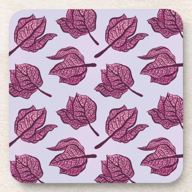 Posavasos Patrón de flor Pink Physalis Pastel Botánico (Frente)