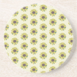 Posavasos Patrón de Flor Simple de Girasol Marrón Verde Amar