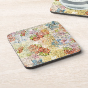 Posavasos Patrón de flor vintage desgastado