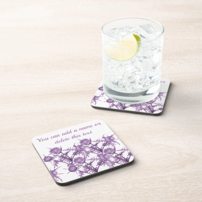 Posavasos patrón de flor violeta de cardo (Lado Derecho)