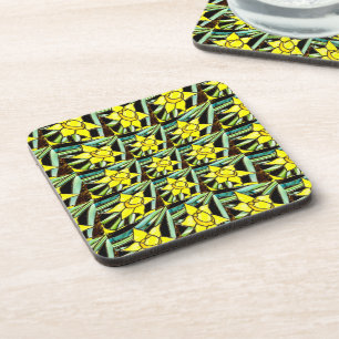 Posavasos Patrón de flores amarillas y valiosas