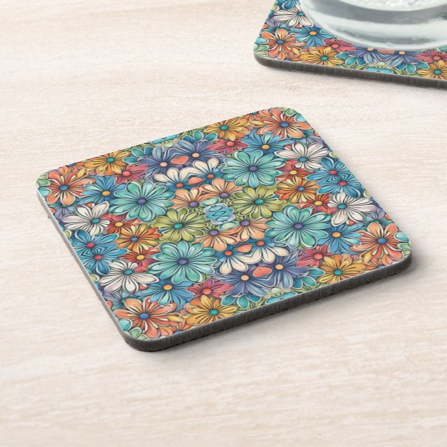 Posavasos Patrón de flores azules (Lado Izquierdo)