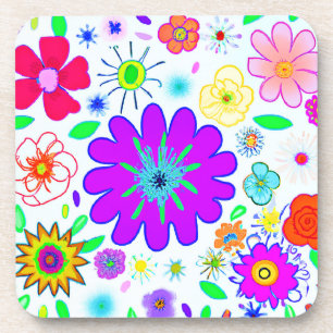 Posavasos Patrón de flores coloridas