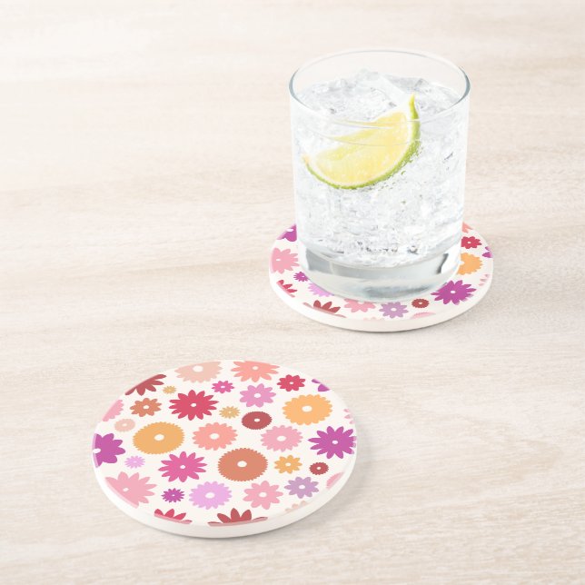 Posavasos Patrón de flores coloridas (Lado)
