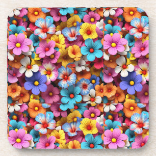 Posavasos Patrón de flores de Bonito coloridas-20240