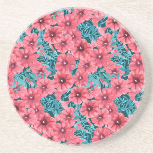 Posavasos Patrón de flores de color de agua roja de petunia