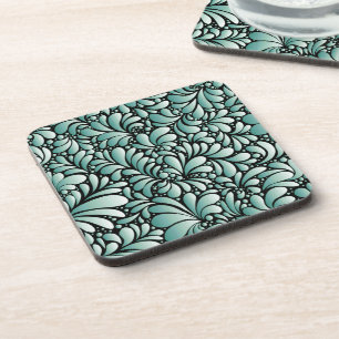 Posavasos Patrón de flores deseables en verde minero
