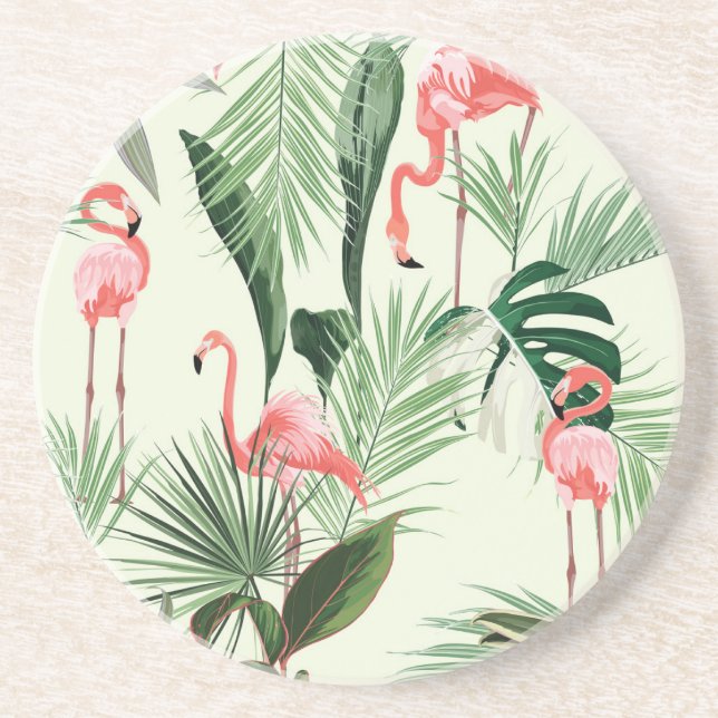Posavasos Patrón de flores exóticas Flamingo rosa (Frente)