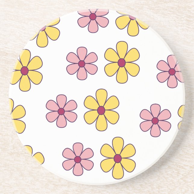Posavasos Patrón de flores grandes y pequeñas (Frente)