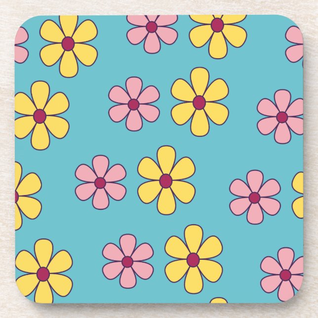 Posavasos Patrón de flores grandes y pequeñas (Frente)