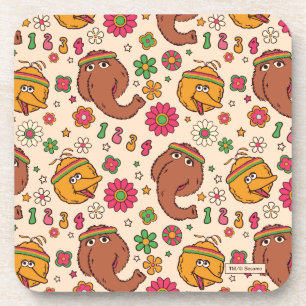 Posavasos Patrón de flores groovy de Snuffleupagus y Big Bir