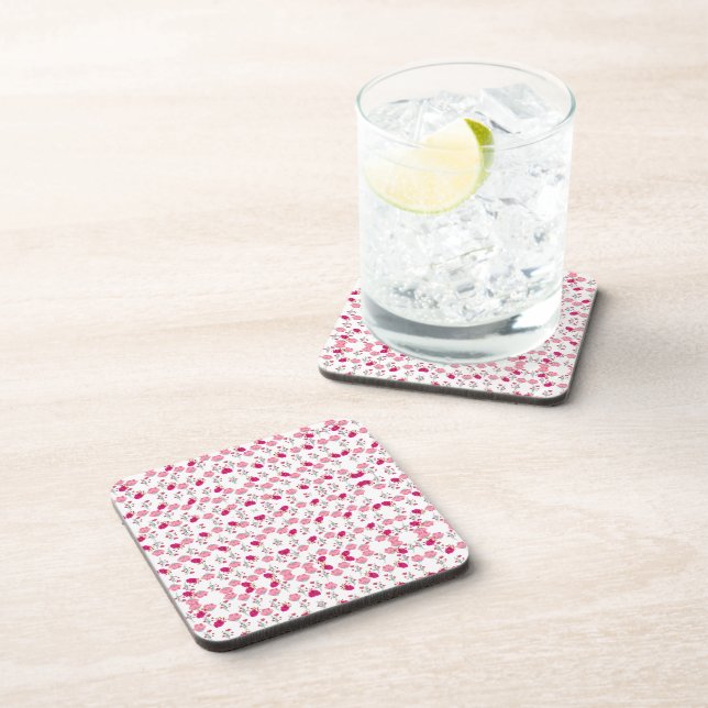 Posavasos Patrón de flores rosadas (Lado Derecho)