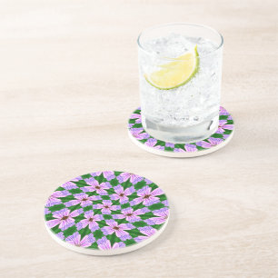Posavasos Patrón de flores rosadas espumosas