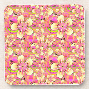 Posavasos patrón de flores rosadas groovy
