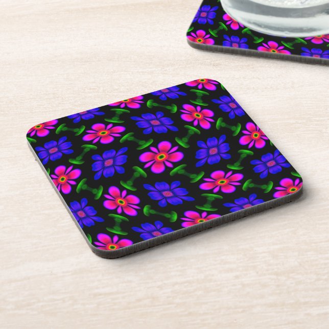 Posavasos Patrón de flores rosas adorables (Lado Izquierdo)
